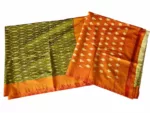 Handwoven Pochampally saree with traditional Ikat design in vibrant colors"