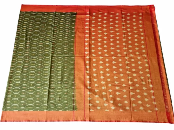 Handwoven Pochampally saree with traditional Ikat design in vibrant colors"