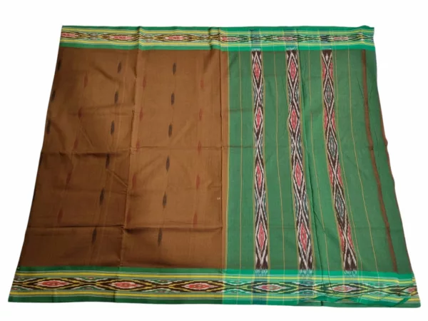Handwoven pure cotton Pochampally saree without blouse in traditional Ikat design