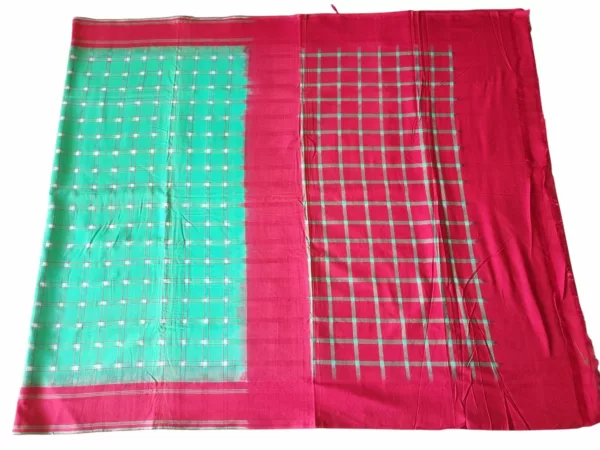 Handloom Pochampally Ikat cotton saree with attached blouse – traditional wear