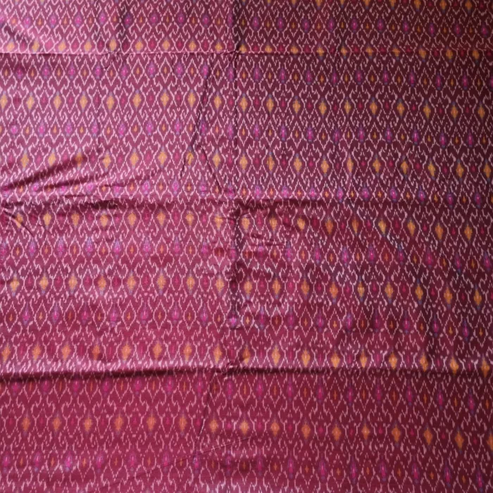 Breathable cotton silk fabric roll with vibrant Ikat