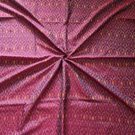 Breathable cotton silk fabric roll with vibrant Ikat