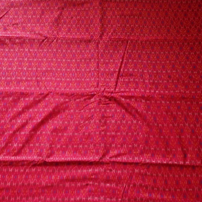 Breathable cotton silk fabric roll with vibrant Ikat