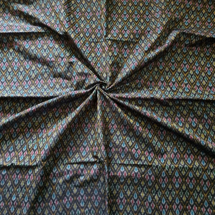 Hand-dyed Ikat cotton silk fabric for sewing projects