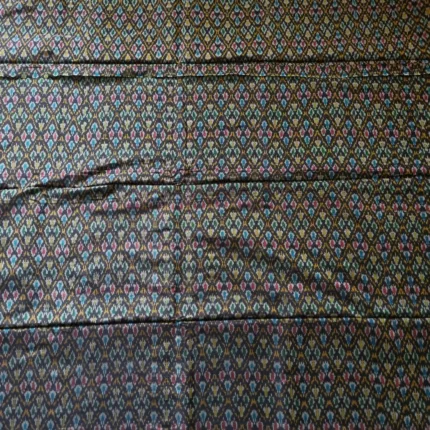 Hand-dyed Ikat cotton silk fabric for sewing projects
