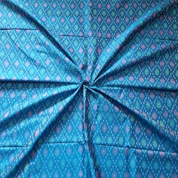 Indian artisan-made Ikat fabric in cotton silk blend