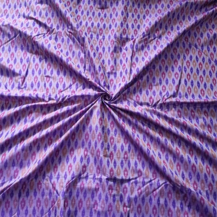 Close-up of Ikat tie-dye pattern on cotton silk fabric