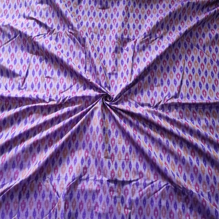 Close-up of Ikat tie-dye pattern on cotton silk fabric