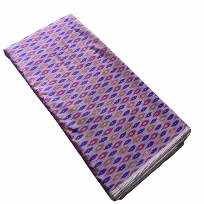 Close-up of Ikat tie-dye pattern on cotton silk fabric