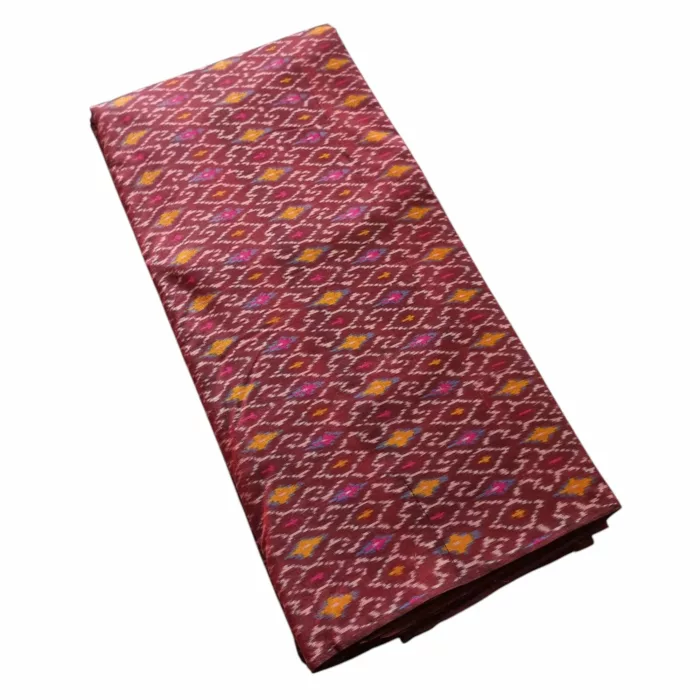 Breathable cotton silk fabric roll with vibrant Ikat
