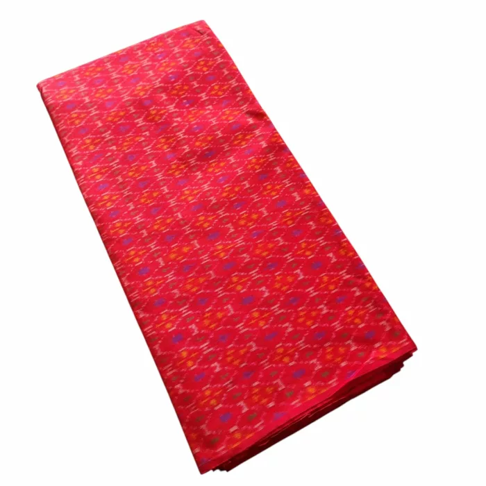 Breathable cotton silk fabric roll with vibrant Ikat