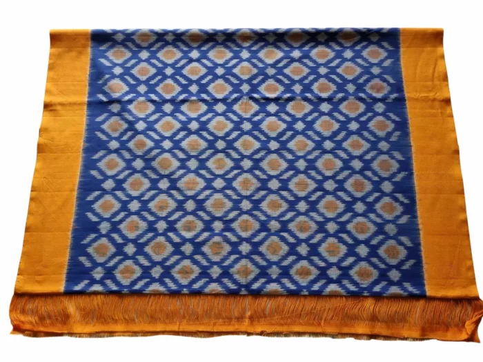 "2.5-meter handwoven pure cotton Ikat dupatta with traditional tie-dye pattern – ethnic scarf made in India"