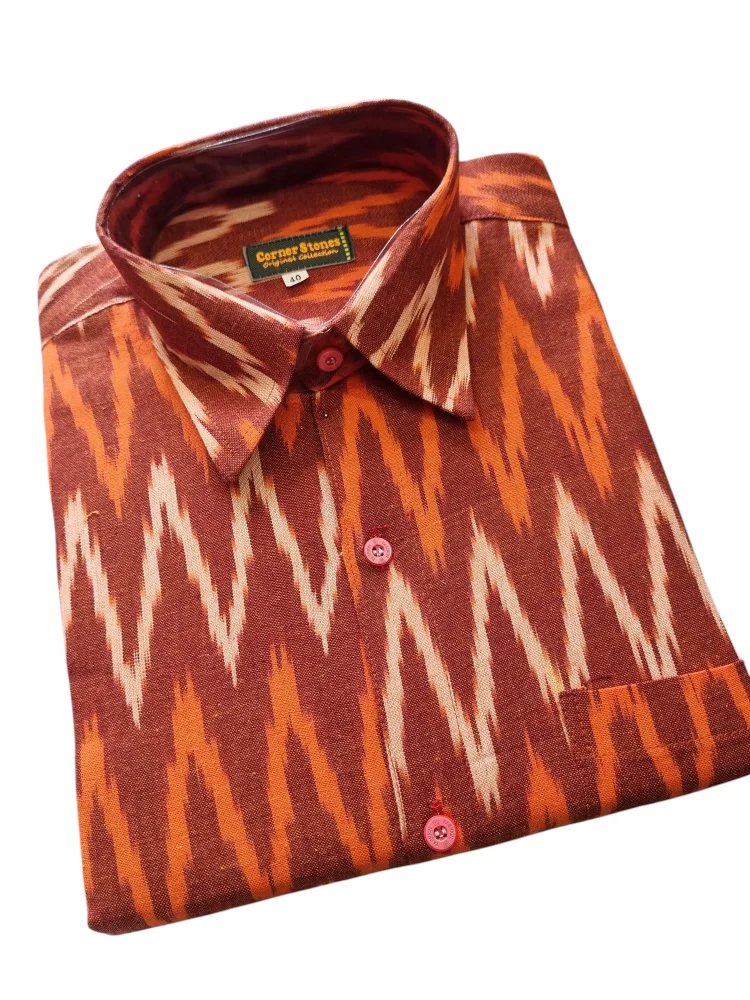 2025/08/1000364458.jpg Ikat pure Cotton shirt L Size - Image 1