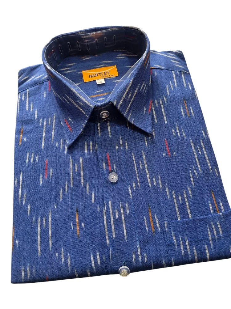 2025/08/1000364462.jpg Ikat pure Cotton shirt L Size - Image 1