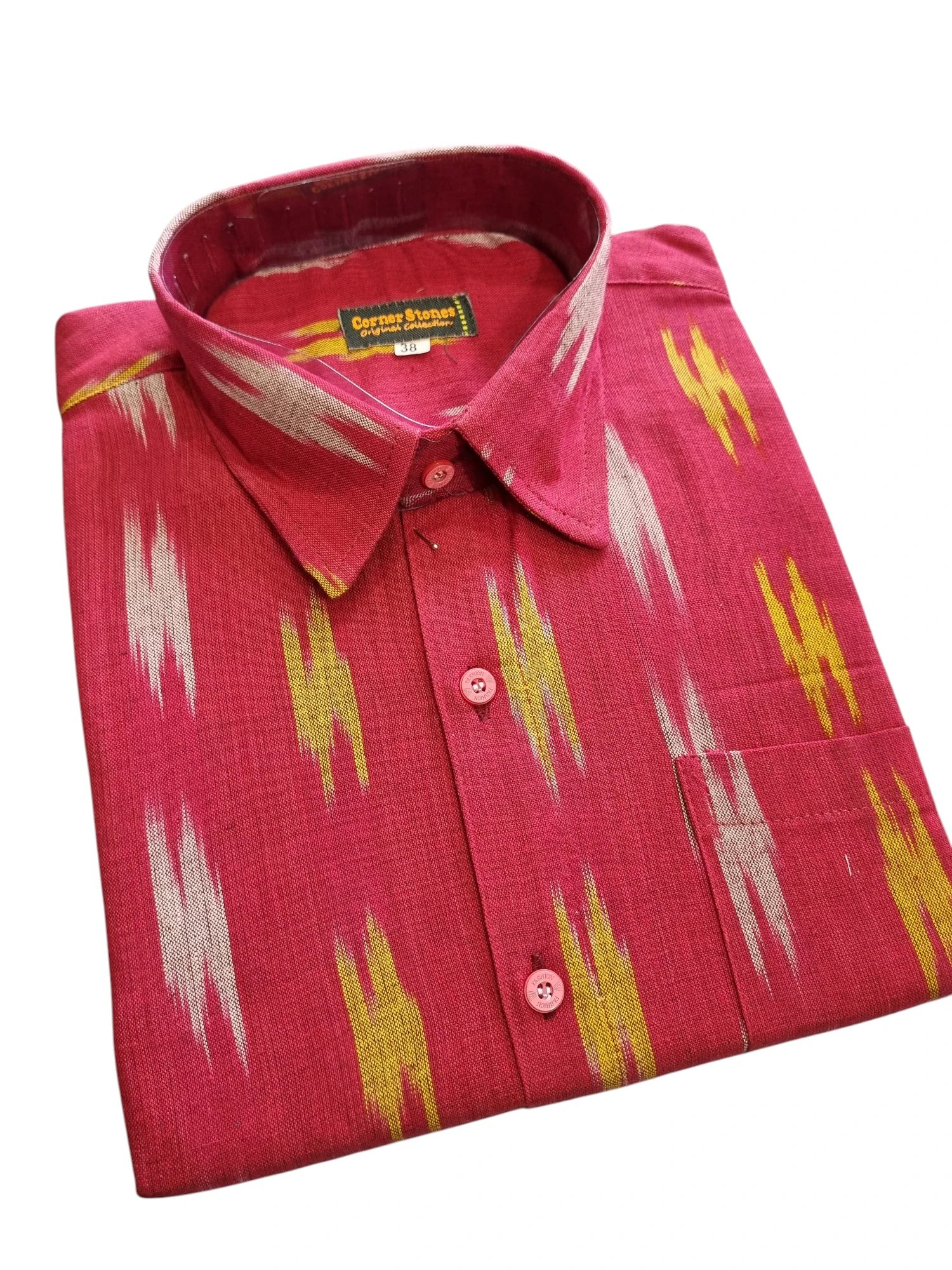 2025/08/1000364717.jpg Ikat pure Cotton shirt M Size - Image 1