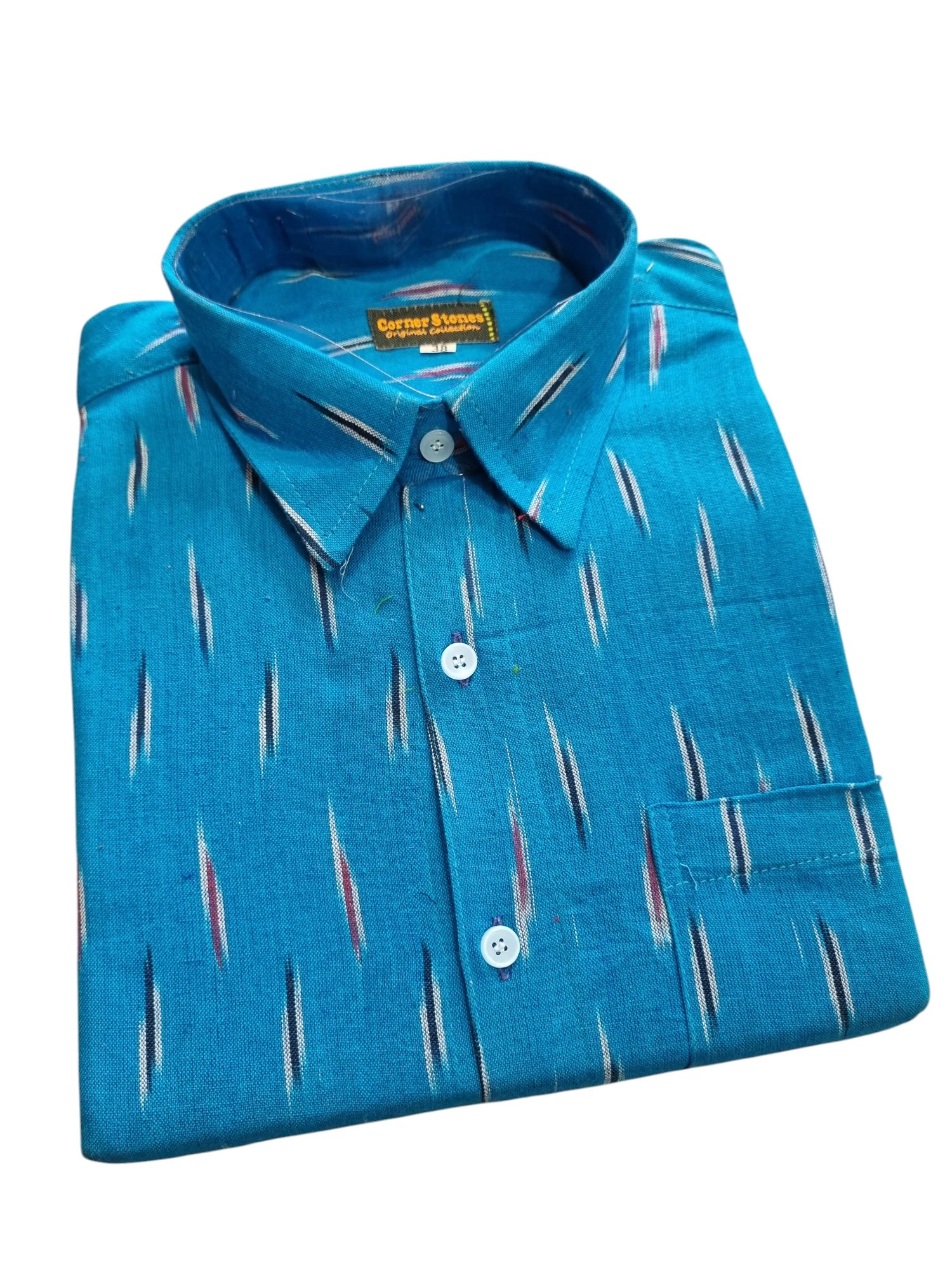 2025/08/1000364723.jpg Ikat pure Cotton shirt M Size - Image 1