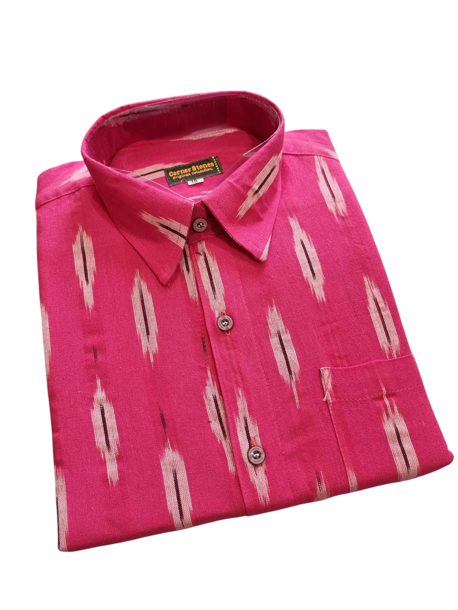2025/08/1000364725.jpg Ikat pure Cotton shirt M Size - Image 1
