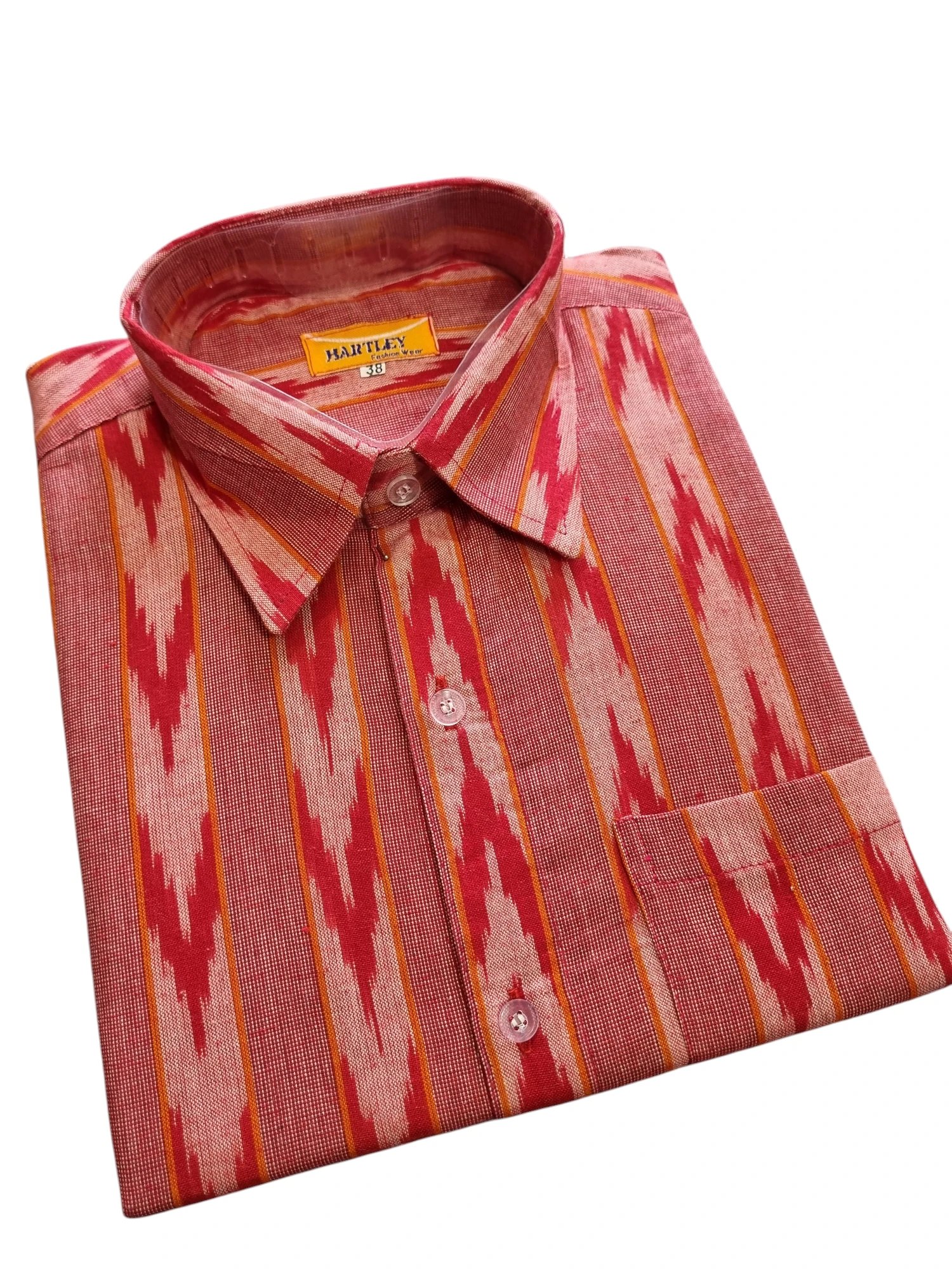 2025/08/1000364726.jpg Ikat pure Cotton shirt M Size - Image 1