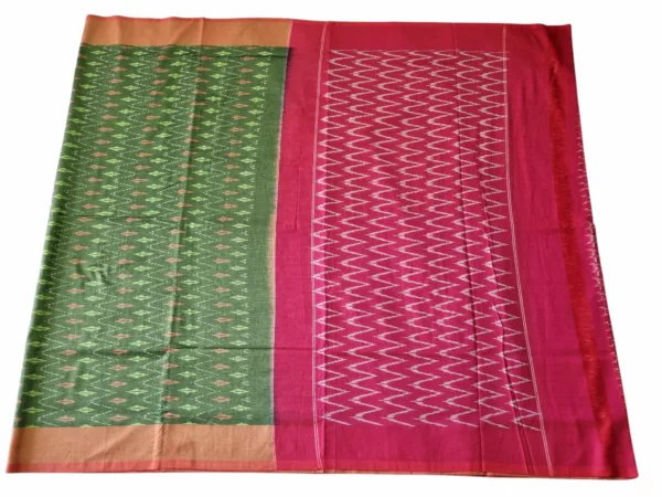 Handwoven Pochampally Ikat Cotton Saree with Matching Blouse"