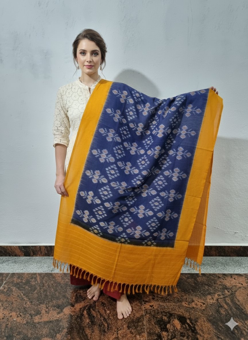 2025/09/1000381646.jpg Pure Cotton Pochampally Dupatta handwoven - Image 1