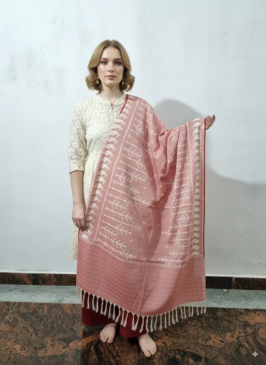 2025/09/1000381663.jpg Pure Cotton Pochampally Dupatta handwoven - Image 1