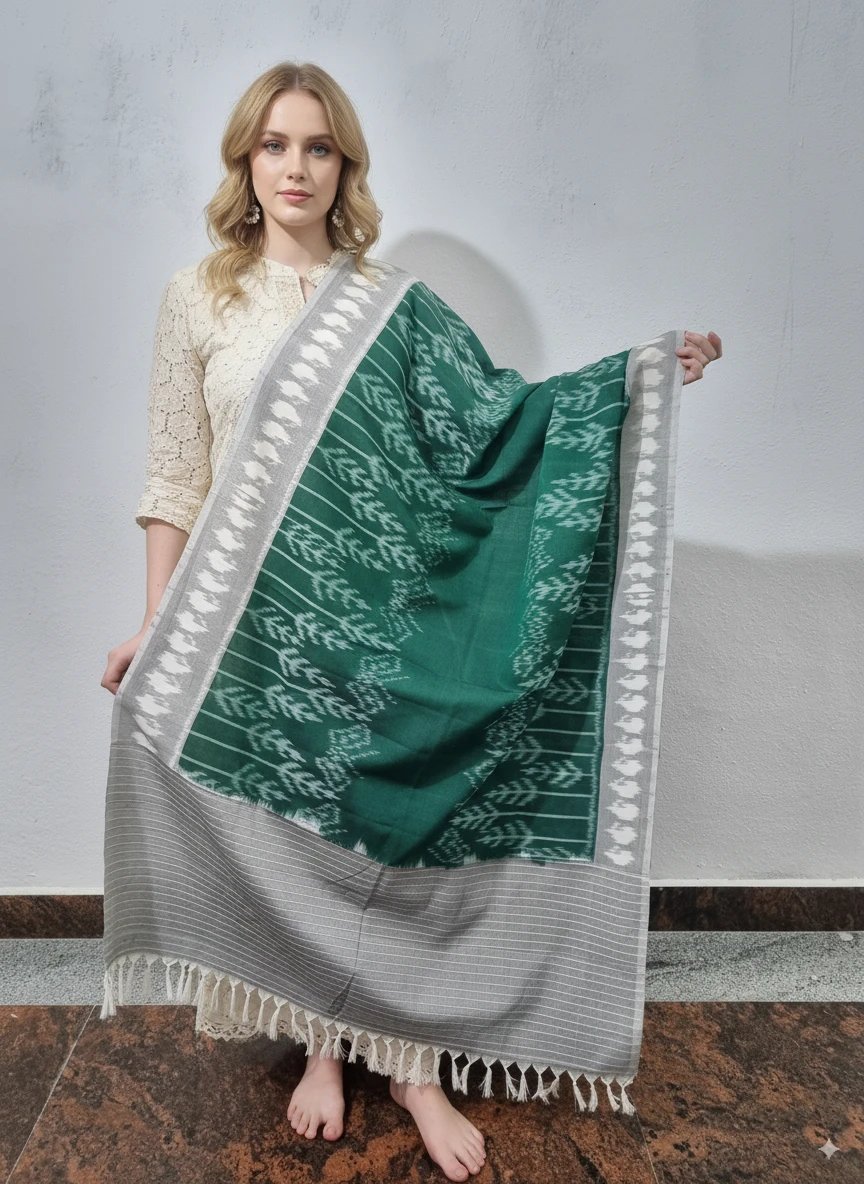 2025/09/1000381669.jpg Pure Cotton Pochampally Dupatta handwoven - Image 1