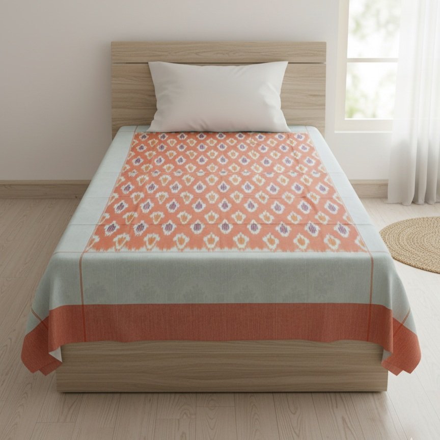 2025/10/1000399485.jpg Handloom Bedsheet Single Cot 5 by 7 Feets - Image 1