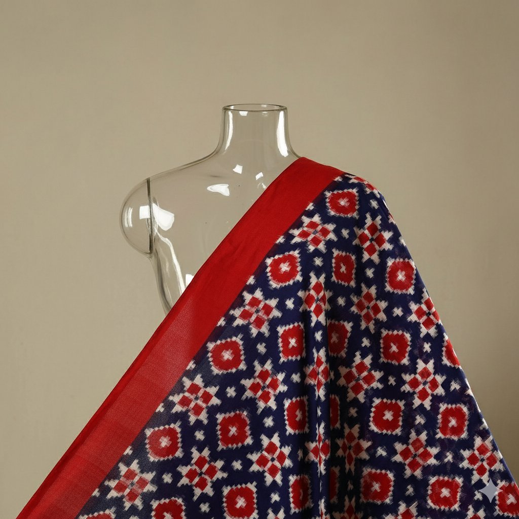 2025/10/1000402137.jpg Premium Telia Fabric โ Blue & Red - Image 1
