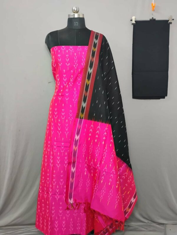 Elegant Cotton Silk Ikat Dress Material Set – 3 Pieces