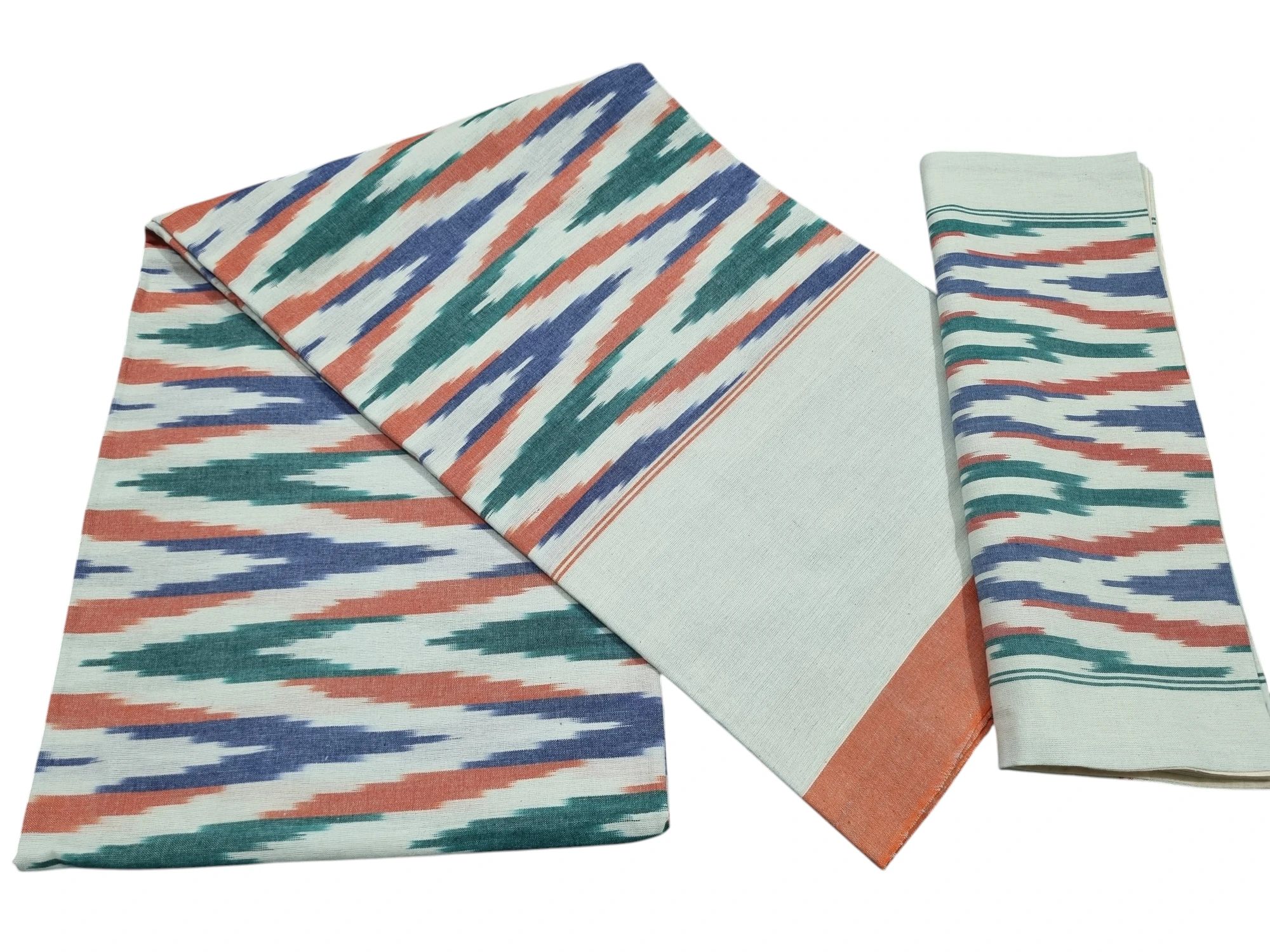 wp-17598358654226268855411651179394.webp Authentic Pochampally Ikat Bedsheet – King Size 9x7 ft with 2 Pillow Covers | Handwoven - Image 1