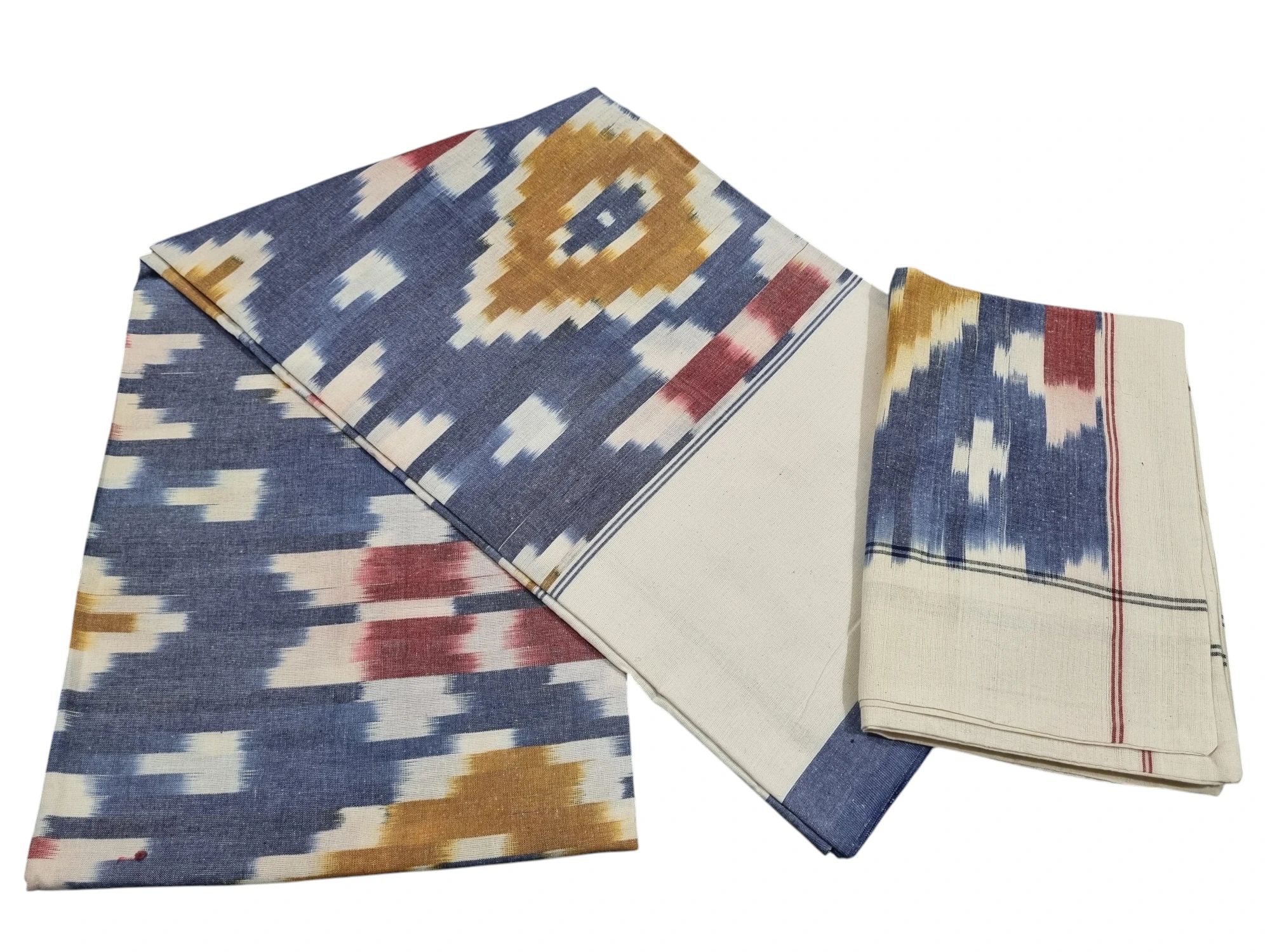 wp-17598358679342524887406488235132.webp Authentic Pochampally Ikat Bedsheet – King Size 9x7 ft with 2 Pillow Covers | Handwoven - Image 1