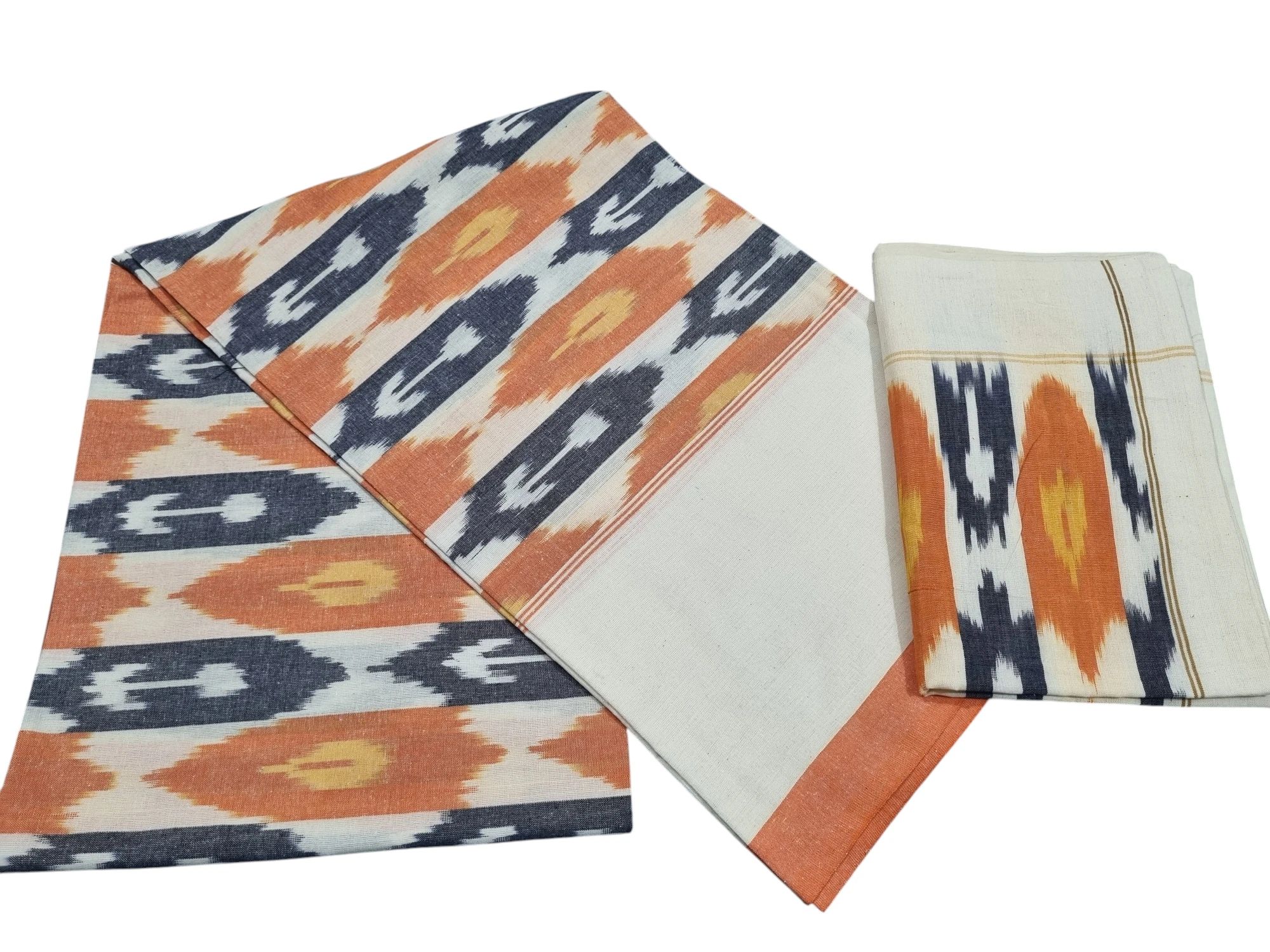 wp-17598358688481119576713792875972.webp Authentic Pochampally Ikat Bedsheet – King Size 9x7 ft with 2 Pillow Covers | Handwoven - Image 1