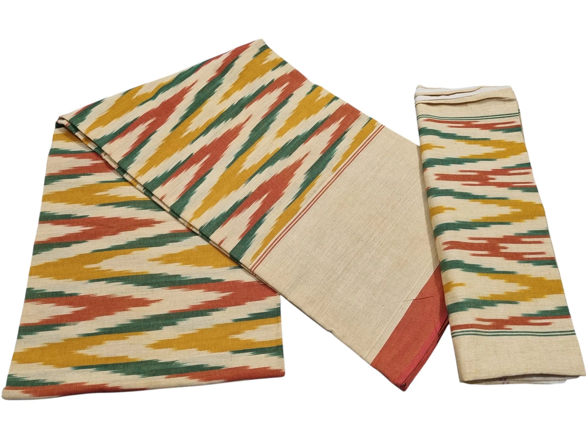 wp-17598358714043591114575408733749.webp Authentic Pochampally Ikat Bedsheet – King Size 9x7 ft with 2 Pillow Covers | Handwoven - Image 1