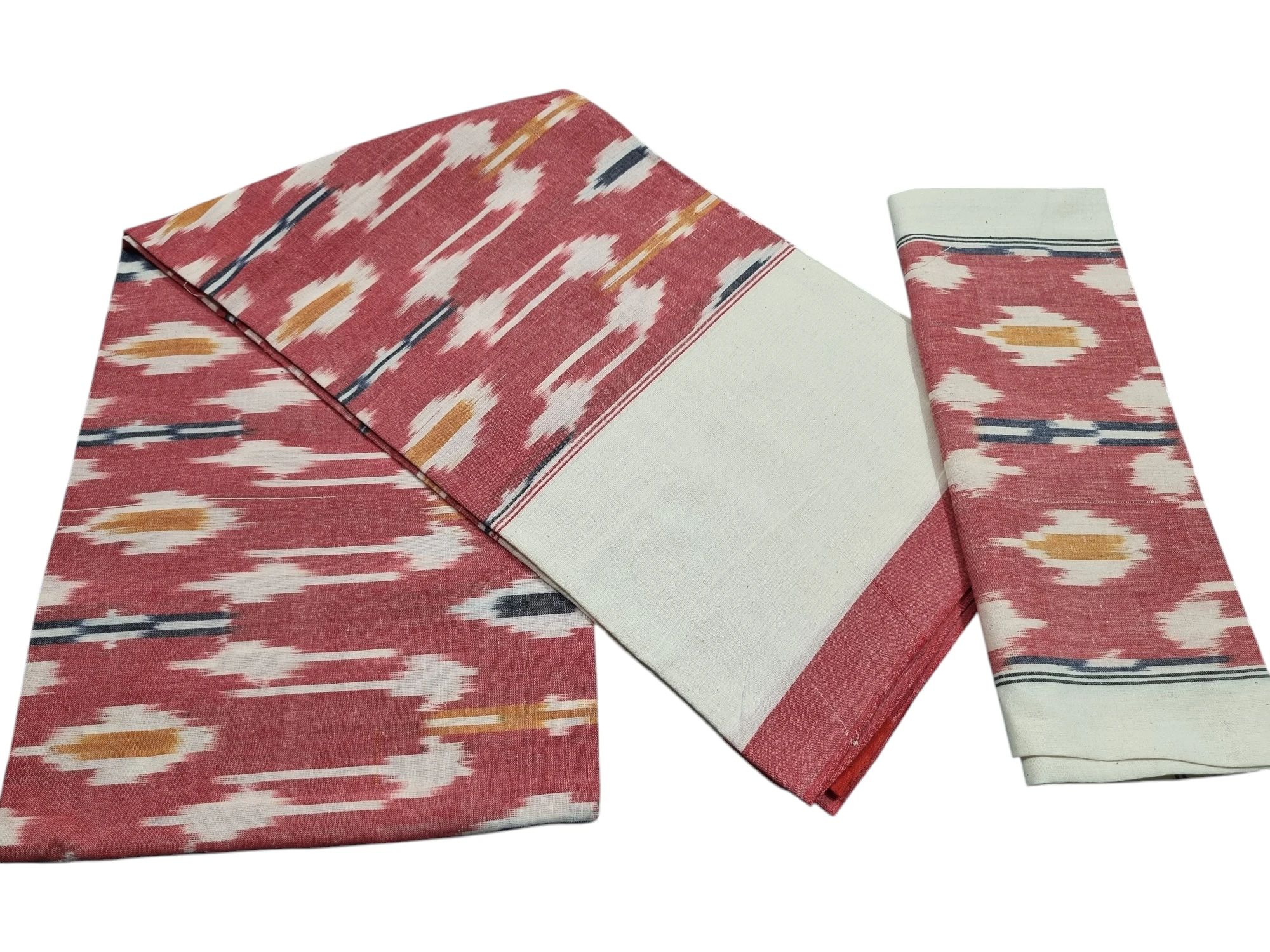 wp-17598358720088250801932914727491.webp Authentic Pochampally Ikat Bedsheet – King Size 9x7 ft with 2 Pillow Covers | Handwoven - Image 1