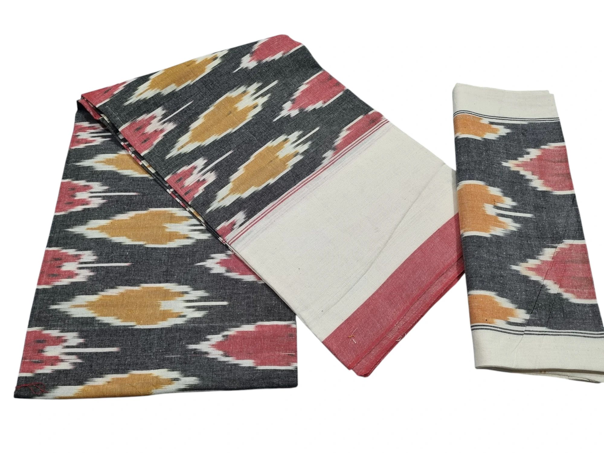 wp-17598358734711227227959139694978.webp Authentic Pochampally Ikat Bedsheet – King Size 9x7 ft with 2 Pillow Covers | Handwoven - Image 1